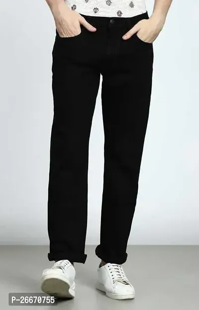 Stylish Black Denim Mid-Rise Jeans For Men