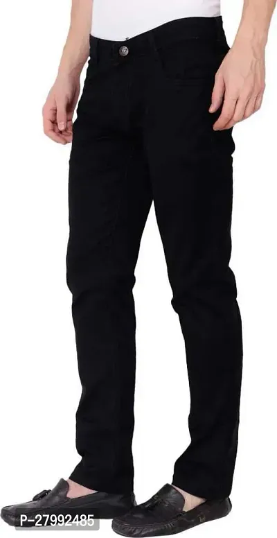 Elegant Black Denim Solid Mid-Rise Jeans For Men-thumb4