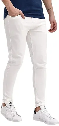 Stylish White Cotton Blend Mid-Rise Jeans For Men-thumb2