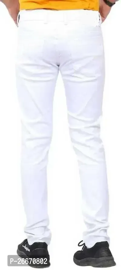 Stylish White Denim Mid-Rise Jeans For Men-thumb2