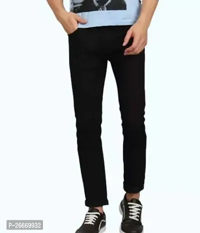 Stylish Black Cotton Blend Mid-Rise Jeans For Men-thumb0