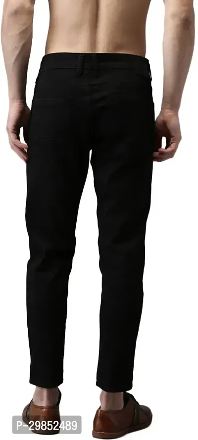 Comfortable Black Cotton Blend Mid-Rise Jeans For Men-thumb3