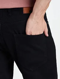 Stylish Black Denim Solid Mid Rise Jeans For Men-thumb1