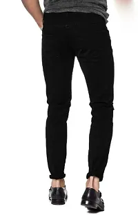 Elegant Black Cotton Lycra Blend Distress Mid-Rise Jeans For Men-thumb1