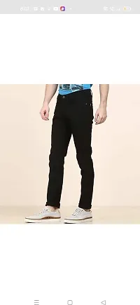 Stylish Black Cotton Blend Solid Mid Rise Jeans For Men-thumb2