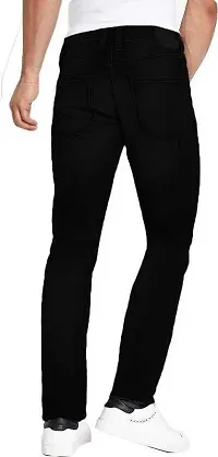 Elegant Black Denim Distress Mid-Rise Jeans For Men-thumb1