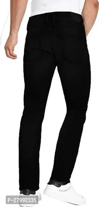 Elegant Black Denim Distress Mid-Rise Jeans For Men-thumb2