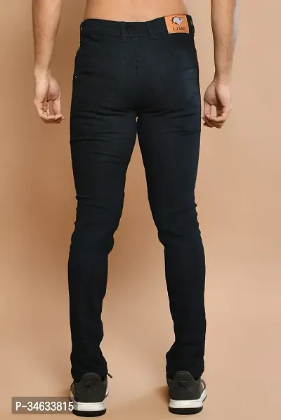 Stylish Black Cotton Blend Solid Mid Rise Jeans For Men-thumb2