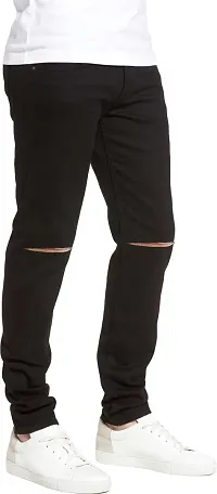 Stylish Black Denim Mid-Rise Jeans For Men-thumb2