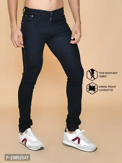 Comfortable Black Denim Mid-Rise Jeans For Men-thumb3