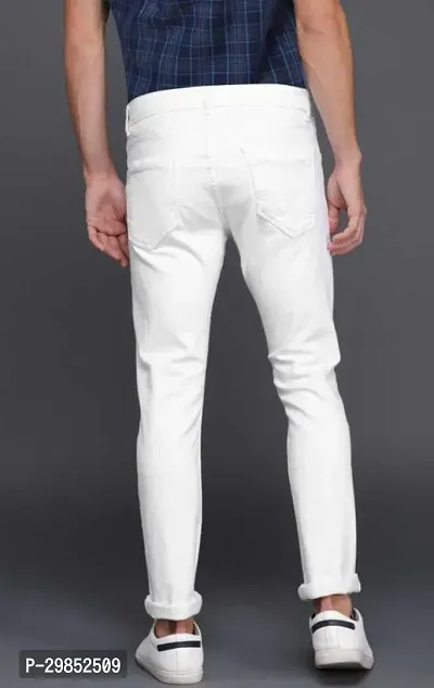 Comfortable White Cotton Blend Mid-Rise Jeans For Men-thumb2