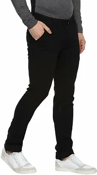 Elegant Black Cotton Blend Solid Mid-Rise Jeans For Men-thumb2