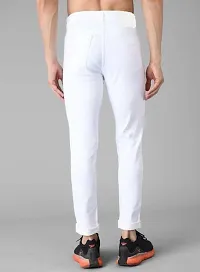 Elegant White Denim Solid Mid-Rise Jeans For Men-thumb1