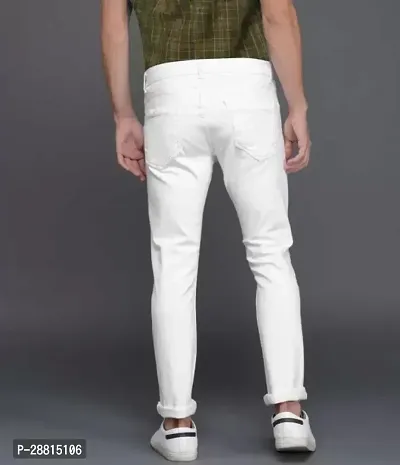 FLETE Stylish White Denim Mid-Rise Jeans For Men-thumb2