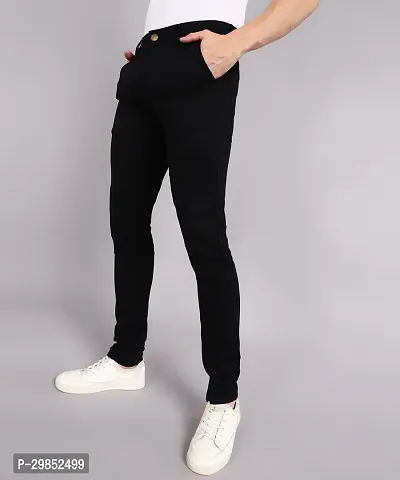 Comfortable Black Cotton Blend Mid-Rise Jeans For Men