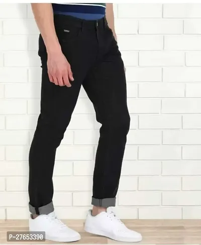 Stylish Black Denim Mid-Rise Jeans For Men