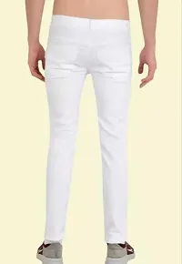 Stylish White Cotton Blend Mid-Rise Jeans For Men-thumb1