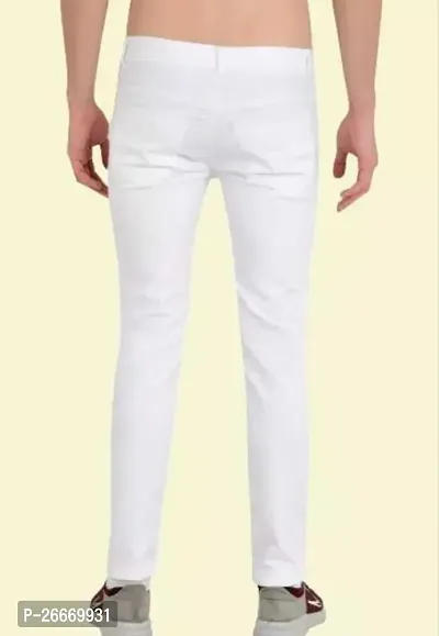 Stylish White Cotton Blend Mid-Rise Jeans For Men-thumb3