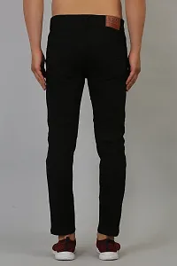 Stylish Black Denim Solid Mid Rise Jeans For Men-thumb1