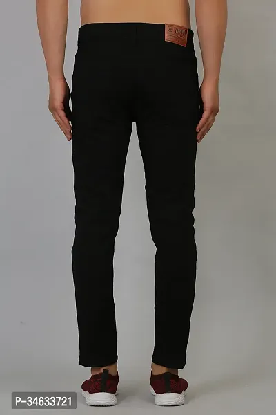 Stylish Black Denim Solid Mid Rise Jeans For Men-thumb2