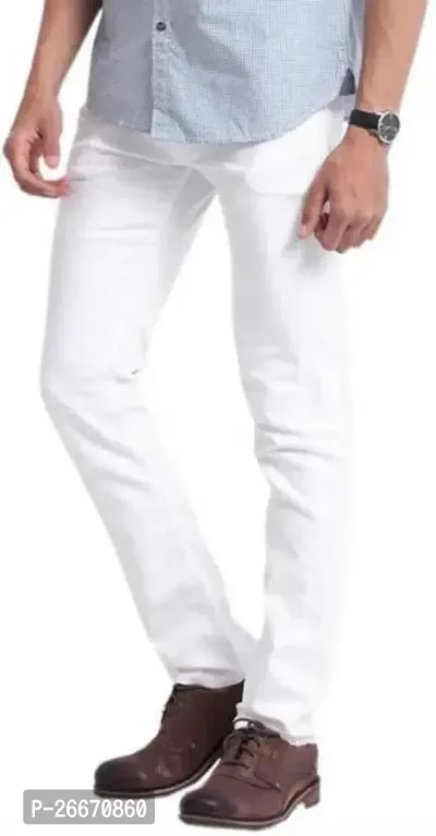 Stylish White Denim Mid-Rise Jeans For Men-thumb2