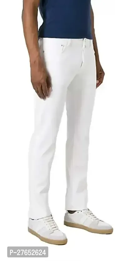 Stylish White Denim Mid-Rise Jeans For Men-thumb0