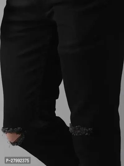 Elegant Black Denim Distress Mid-Rise Jeans For Men-thumb3