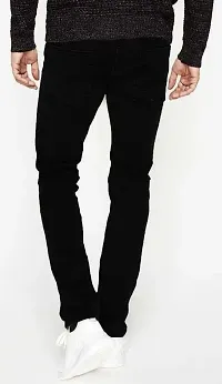 Elegant Black Denim Distress Mid-Rise Jeans For Men-thumb1