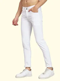 Stylish White Cotton Blend Mid-Rise Jeans For Men-thumb2