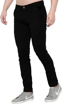 Elegant Black Denim Solid Mid-Rise Jeans For Men-thumb2