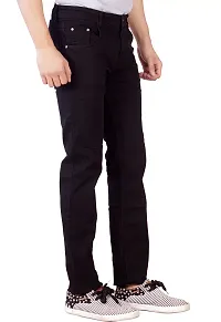 Stylish Black Cotton Solid Mid Rise Jeans For Men-thumb1