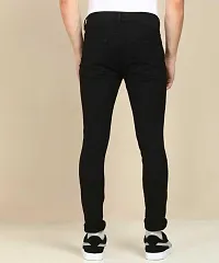 Elegant Black Denim Solid Mid-Rise Jeans For Men-thumb1