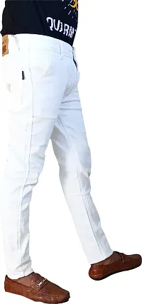 Comfortable White Denim Mid-Rise Jeans For Men-thumb2