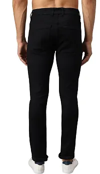 Elegant Black Cotton Lycra Blend Solid Mid-Rise Jeans For Men-thumb1