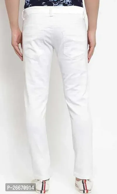 Stylish White Denim Mid-Rise Jeans For Men-thumb2