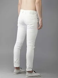 Comfortable White Cotton Blend Mid-Rise Jeans For Men-thumb1