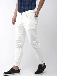 Stylish White Denim Blend Mid-Rise Jeans For Men-thumb1