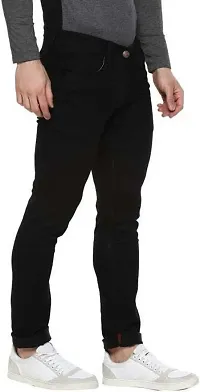 Elegant Black Denim Solid Mid-Rise Jeans For Men-thumb3