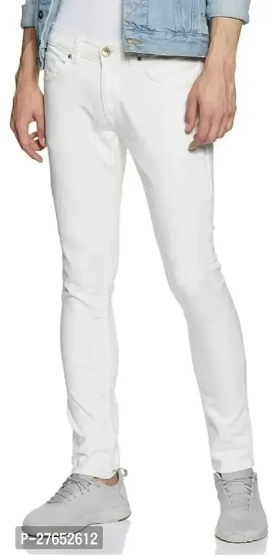 Stylish White Denim Mid-Rise Jeans For Men-thumb0