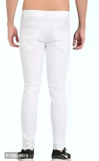 Stylish White Cotton Blend Mid-Rise Jeans For Men-thumb3