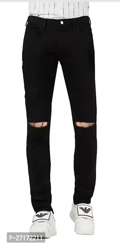 Stylish Black Denim Mid-Rise Jeans For Men-thumb0