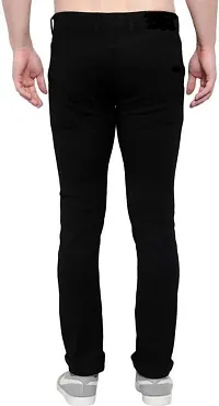 Elegant Black Denim Solid Mid-Rise Jeans For Men-thumb1