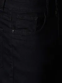 Elegant Black Denim Solid Mid-Rise Jeans For Men-thumb4