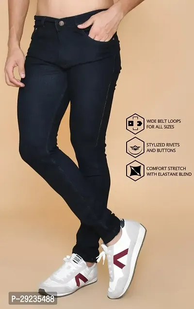 Stylish Black Denim Mid-Rise Jeans For Men-thumb3