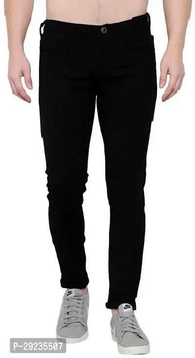 Stylish Black Denim Mid-Rise Jeans For Men-thumb0