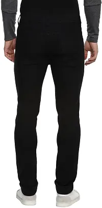 Elegant Black Cotton Blend Solid Mid-Rise Jeans For Men-thumb1