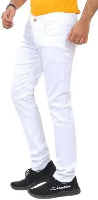 Stylish White Denim Mid-Rise Jeans For Men-thumb2