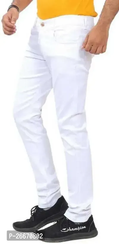 Stylish White Denim Mid-Rise Jeans For Men-thumb3