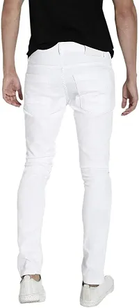 FLETE Stylish White Denim Mid-Rise Jeans For Men-thumb1