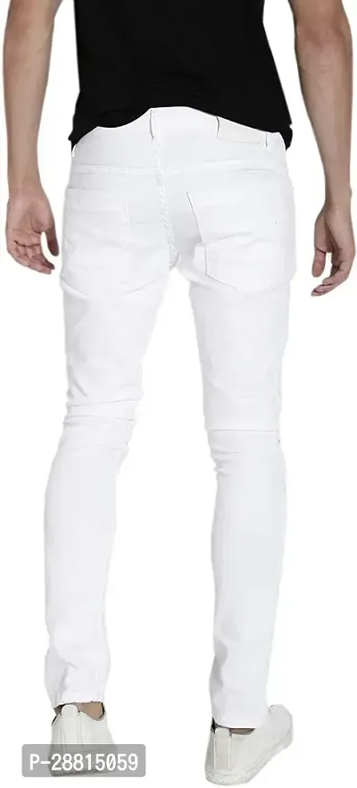 FLETE Stylish White Denim Mid-Rise Jeans For Men-thumb2